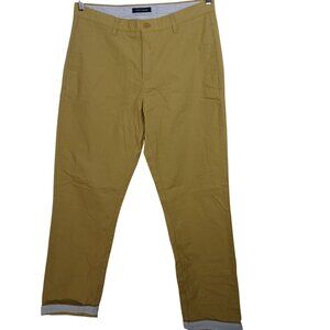 Tommy Hilfiger Khaki Chinos Pants Men Size 34 x 34 Striped Cuffs Preppy Casual